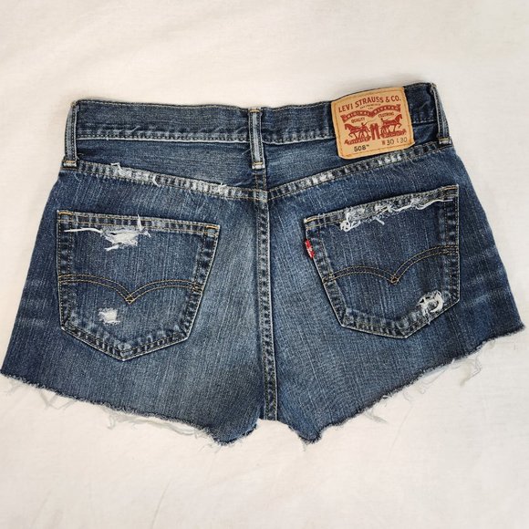 LEVI'S 508 Jeans Shorts High Rise Distressed Size W30 L30 100% Cotton LIKE NEW! - Picture 6 of 16
